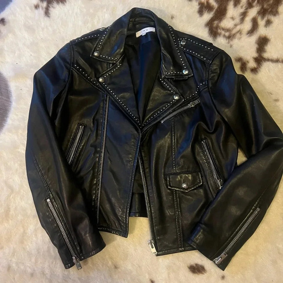 IRO Blondie Studded Leather Biker Jacket - Picture 2 of 5